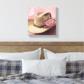 Cowgirl Pet Canvas met Roze Wildflowers Monogram (Insitu (Slaapkamer))