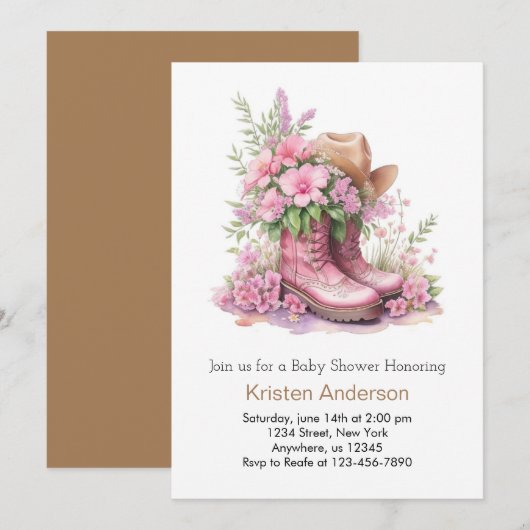 Cowgirl Pet en Laarzen Celebration Baby shower Kaart (Voorkant / Achterkant)