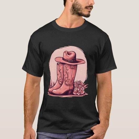 Cowgirl Pet en laarzen Graphic Country Southern We T-shirt (Voorkant)