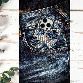 Cowgirl pet en laarzen, zwart en blauw roos iPhone 16 pro max hoesje