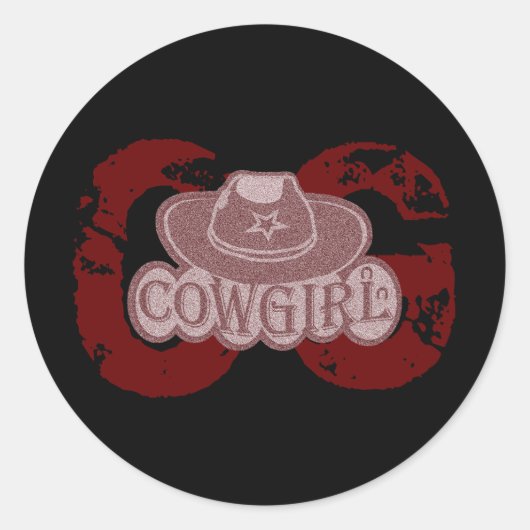 Cowgirl Pet! Ronde Sticker (Voorkant)
