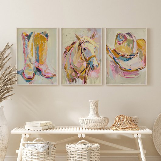 Cowgirl Pet Schilderij Decor, Westerne Ranch Paste Poster