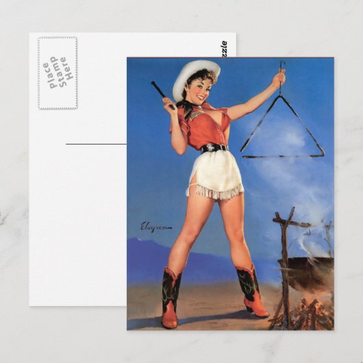 Cowgirl Pin-Up 1 Briefkaart (Voorkant / Achterkant)