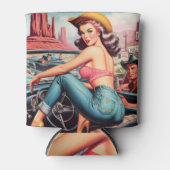 Cowgirl Pin Up Blikjeskoeler (Voorkant)