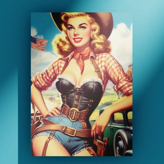  Cowgirl Pin Up Briefkaart