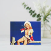 Cowgirl pin-up briefkaart (Staand voorkant)