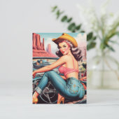  Cowgirl Pin Up Briefkaart (Staand voorkant)