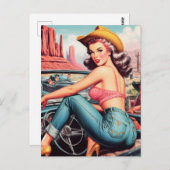  Cowgirl Pin Up Briefkaart (Voorkant / Achterkant)