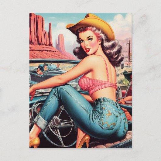  Cowgirl Pin Up Briefkaart (Voorkant)