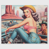  Cowgirl Pin Up Cadeaupapier (Vlak)