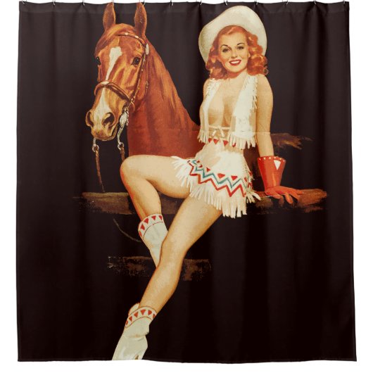 Cowgirl Pin-Up Douchegordijn (Voorkant)