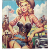 Cowgirl Pin Up Douchegordijn (Voorkant)