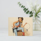 Cowgirl Pin-up Girl Briefkaart (Staand voorkant)