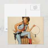 Cowgirl Pin-up Girl Briefkaart (Voorkant / Achterkant)