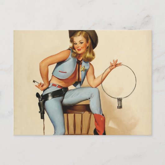 Cowgirl Pin-up Girl Briefkaart (Voorkant)