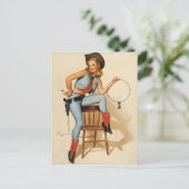 Cowgirl Pin-up Girl Briefkaart (Staand voorkant)