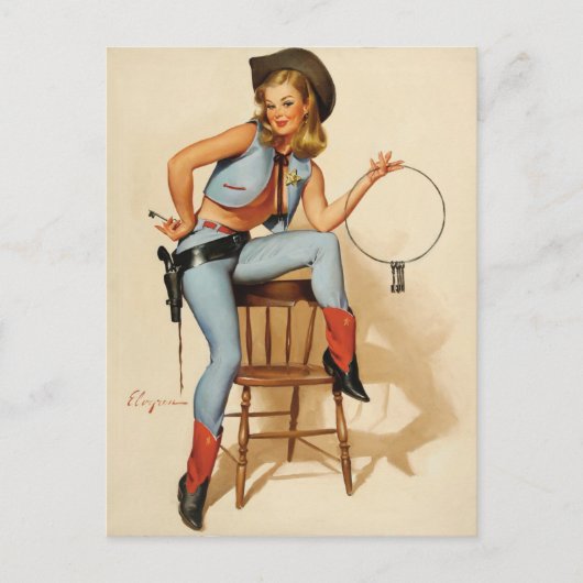 Cowgirl Pin-up Girl Briefkaart (Voorkant)