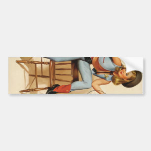 Cowgirl Pin-up Girl Bumpersticker