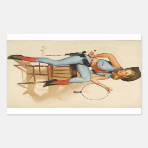 Cowgirl Pin-up Girl Rechthoekige Sticker