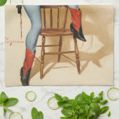 Cowgirl Pin-up Girl Theedoek (Gevouwen)