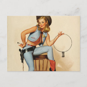 Cowgirl Pin-up Meisje Briefkaart