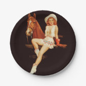 Cowgirl Pin-Up Papieren Bordje (Voorkant)