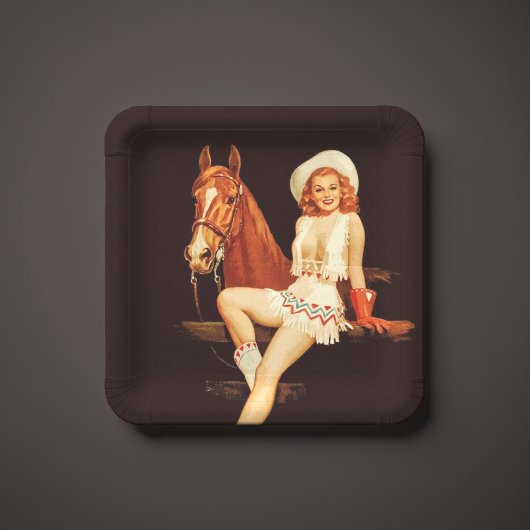 Cowgirl Pin-Up Papieren Bordje