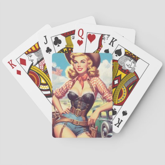  Cowgirl Pin Up Pokerkaarten (Achterkant)