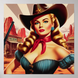 Cowgirl Pin-up Poster