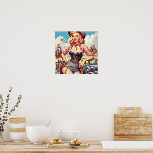  Cowgirl Pin Up Poster (Keuken)