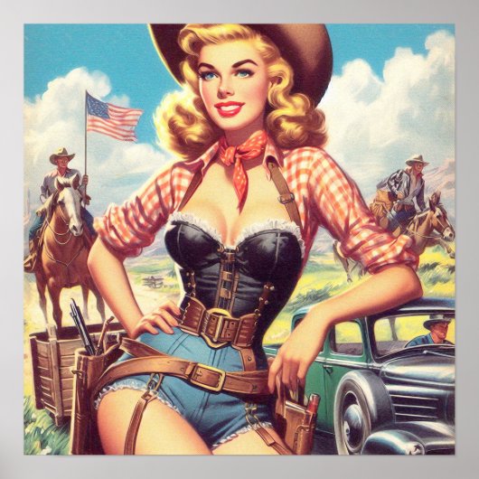  Cowgirl Pin Up Poster (Voorkant)