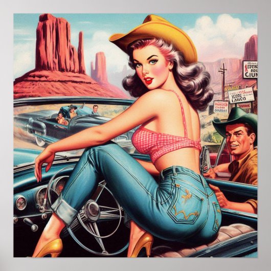 Cowgirl Pin Up Poster (Voorkant)