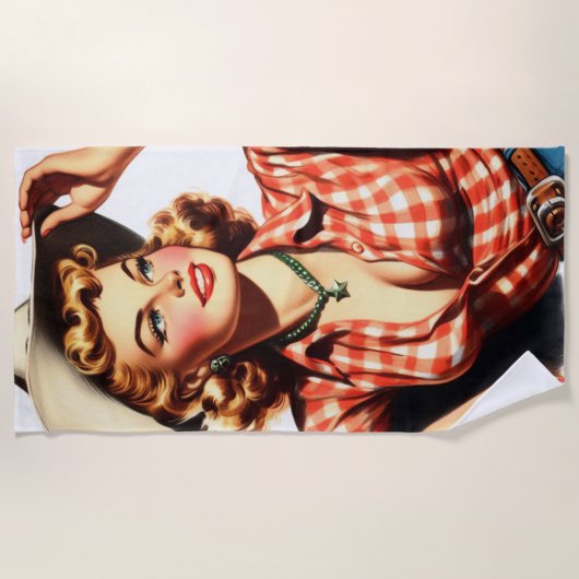  Cowgirl Pin Up Strandlaken (Voorkant)