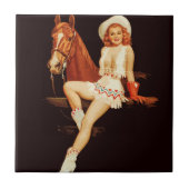 Cowgirl Pin-Up Tegeltje (Voorkant)