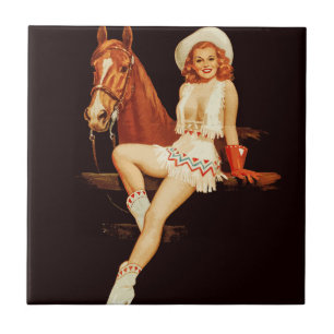 Cowgirl Pin-Up Tegeltje