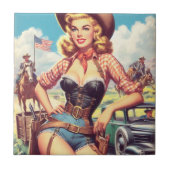  Cowgirl Pin Up Tegeltje (Voorkant)