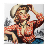  Cowgirl Pin Up Tegeltje (Voorkant)