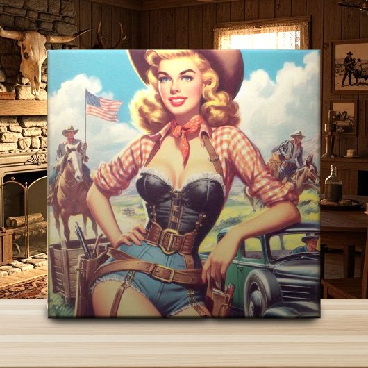  Cowgirl Pin Up Tegeltje