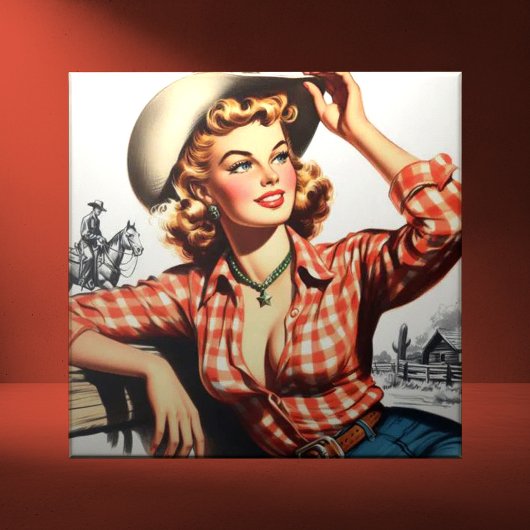  Cowgirl Pin Up Tegeltje