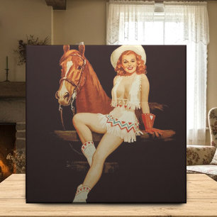 Cowgirl Pin-Up Tegeltje
