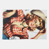 Cowgirl Pin Up Theedoek (Horizontaal)