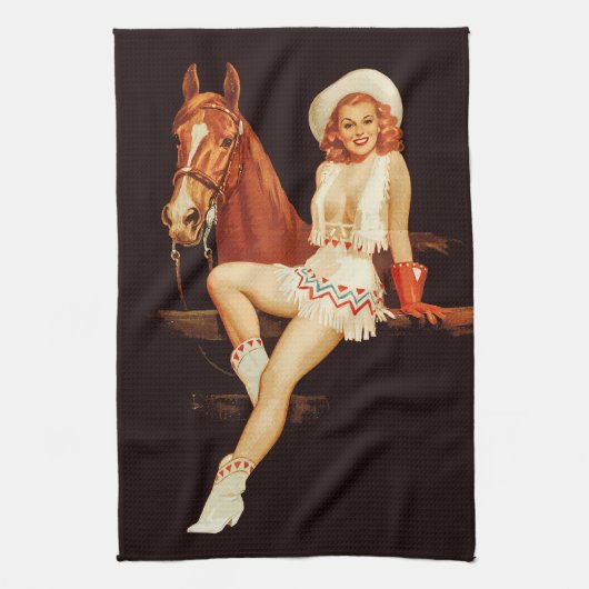 Cowgirl Pin-Up Theedoek (Verticaal)