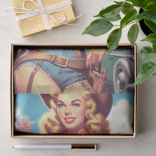  Cowgirl Pin Up Tissuepapier (Geschenk)
