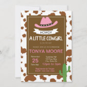 Cowgirl Pink Baby shower Uitnodiging (Voorkant)