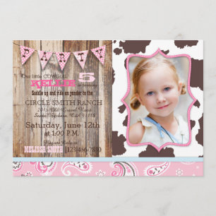 Cowgirl Pink Bandanna Western Theme Birthday Kaart