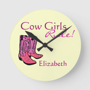 Cowgirl Pink Boots Ronde Klok