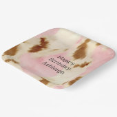 Cowgirl Pink Cream Brown Koeienhuid Verjaardag Papieren Bordje (Gebogen)