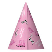 Cowgirl Pink Happy Birthday Feesthoedjes (Achterkant)