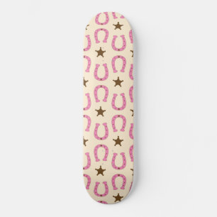 Cowgirl Pink Hoefijzer Sheriff Star Country Texas Persoonlijk Skateboard