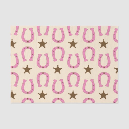 Cowgirl Pink Hoefijzer Sheriff Star Country Texas Tissuepapier (Voorkant)